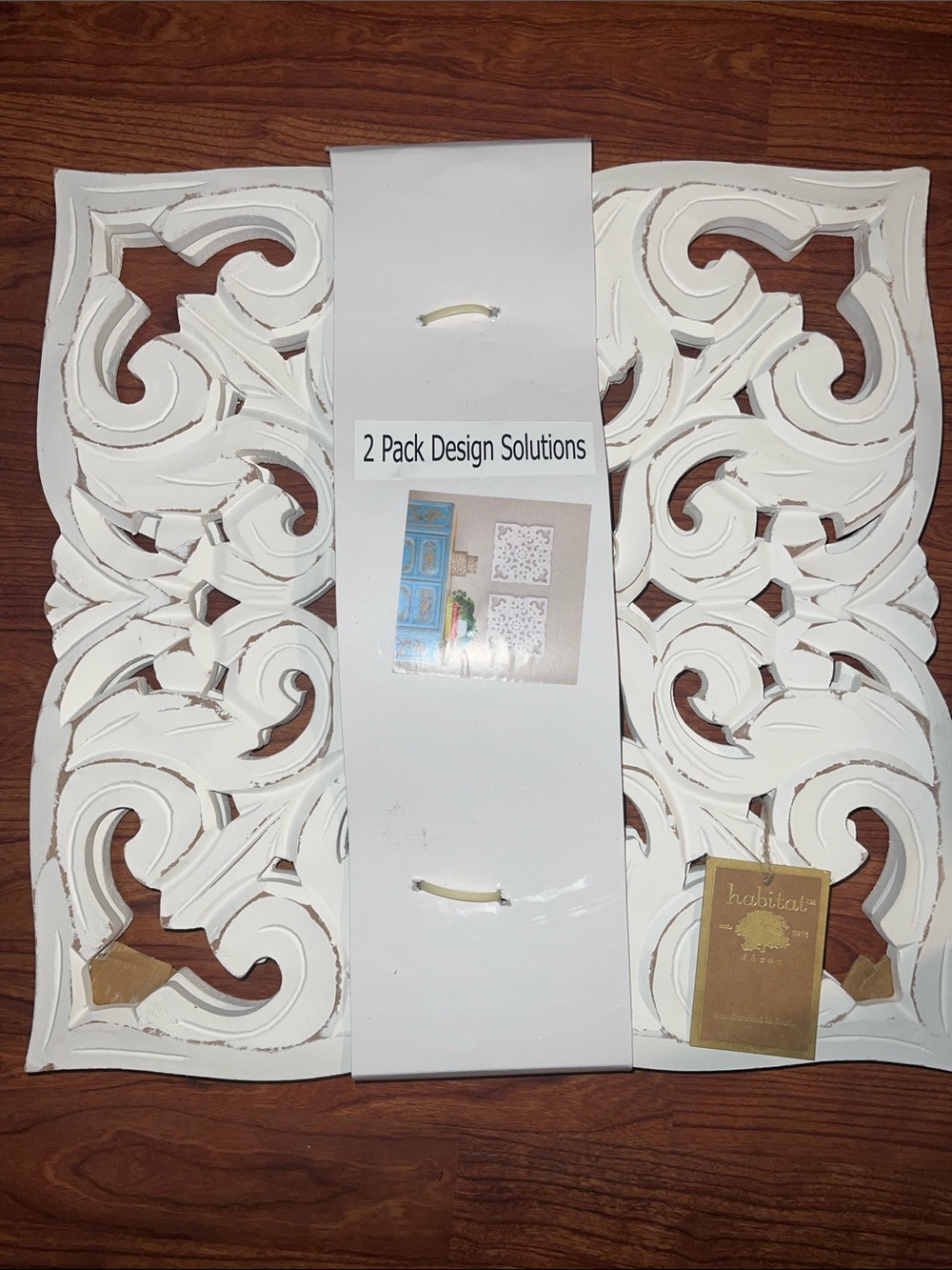 Habitat Denzel Medallion White Wood Decorative Carved Wall Panels